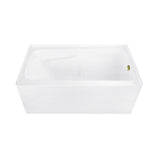 Aqua Eden 54-Inch Acrylic Rectangular 3-Wall Alcove Tub Combo with Armrests and Waste and Overflow Drain (Right Hand Drain)