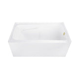 Aqua Eden 54-Inch Acrylic Rectangular 3-Wall Alcove Tub Combo with Armrests and Waste and Overflow Drain (Right Hand Drain)