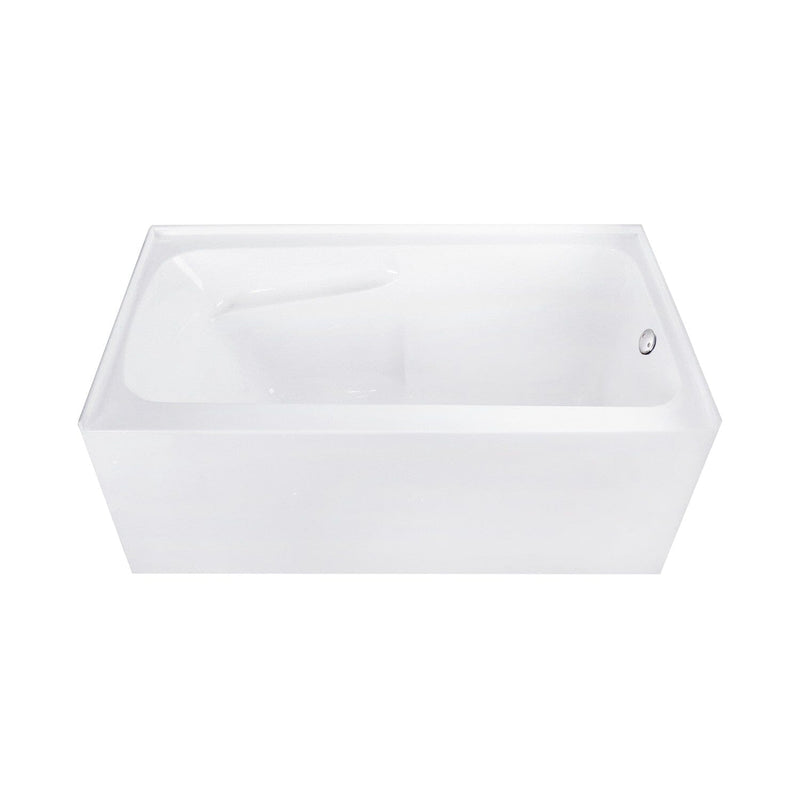 Aqua Eden 54-Inch Acrylic Rectangular 3-Wall Alcove Tub Combo with Armrests and Waste and Overflow Drain (Right Hand Drain)
