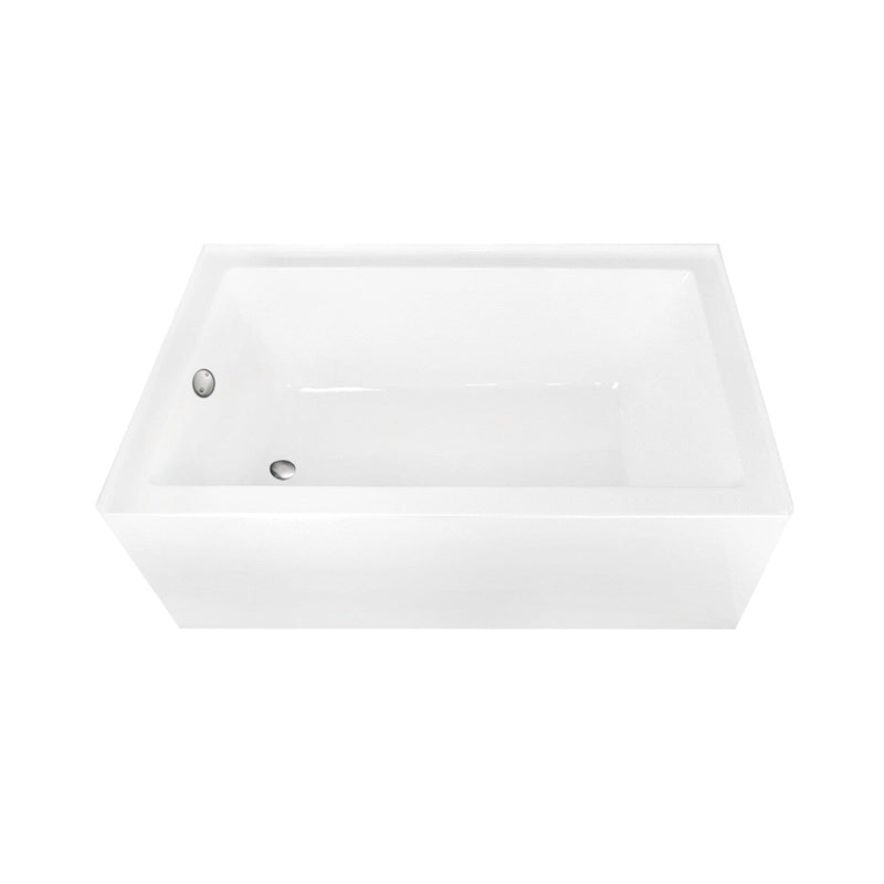 Aqua Eden 60-Inch Acrylic Rectangular 3-Wall Alcove Tub Combo with Waste and Overflow Drain (Left Hand Drain)