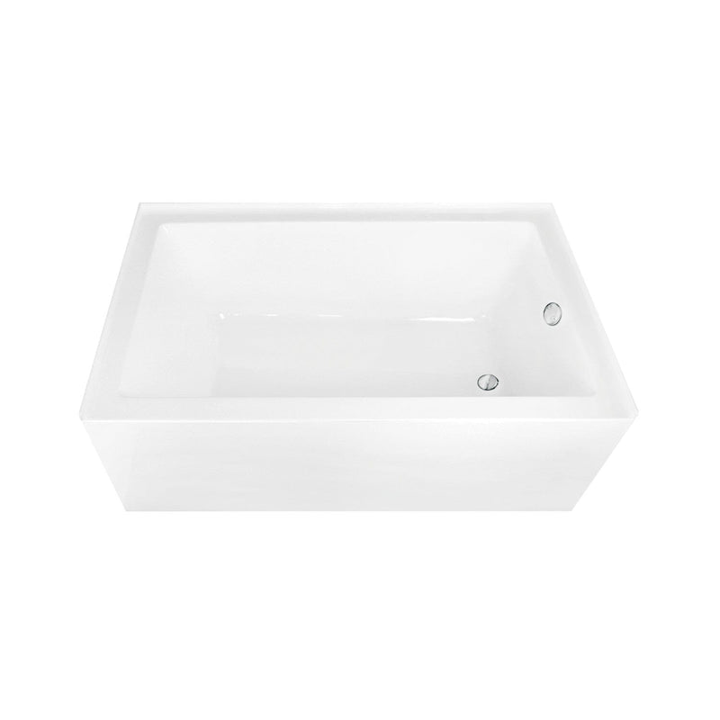 Aqua Eden 60-Inch Acrylic Rectangular 3-Wall Alcove Tub Combo with Waste and Overflow Drain (Right Hand Drain)