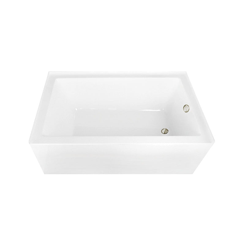 Aqua Eden 60-Inch Acrylic Rectangular 3-Wall Alcove Tub Combo with Waste and Overflow Drain (Right Hand Drain)