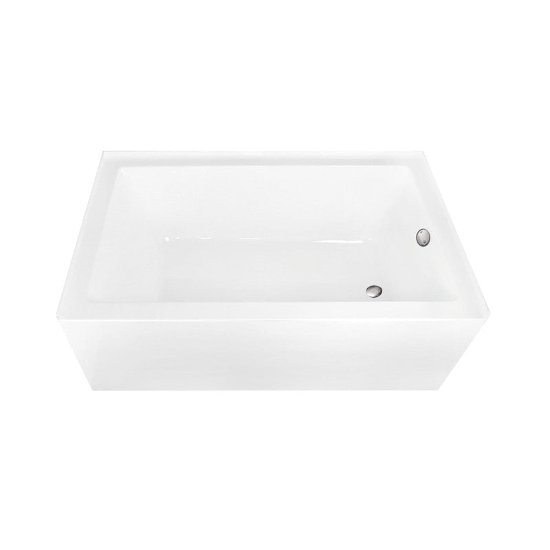 Aqua Eden 60-Inch Acrylic Rectangular 3-Wall Alcove Tub Combo with Waste and Overflow Drain (Right Hand Drain)