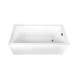 Aqua Eden 66-Inch Acrylic Rectangular 3-Wall Alcove Tub Combo with Waste and Overflow Drain (Right Hand Drain)