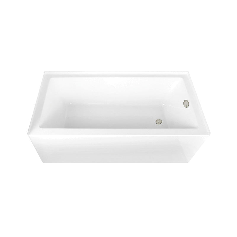 Aqua Eden 66-Inch Acrylic Rectangular 3-Wall Alcove Tub Combo with Waste and Overflow Drain (Right Hand Drain)