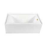 Aqua Eden 66-Inch Acrylic Rectangular 3-Wall Alcove Tub Combo with Waste and Overflow Drain (Right Hand Drain)