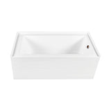 Aqua Eden 66-Inch Acrylic Rectangular 3-Wall Alcove Tub Combo with Waste and Overflow Drain (Right Hand Drain)