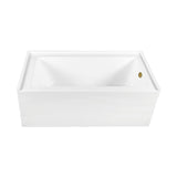 Aqua Eden 66-Inch Acrylic Rectangular 3-Wall Alcove Tub Combo with Waste and Overflow Drain (Right Hand Drain)