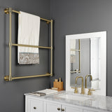 Gallant 30-Inch x 32-Inch Brass Wall Mount 3-Tier Towel Rack
