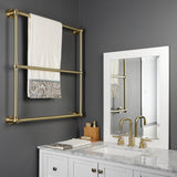 Palatine 30-Inch x 32-Inch Brass Wall Mount 3-Tier Towel Rack