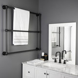 Palatine 36-Inch x 32-Inch Brass Wall Mount 3-Tier Towel Rack