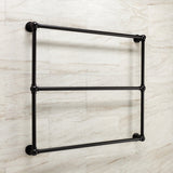Palatine 36-Inch x 32-Inch Brass Wall Mount 3-Tier Towel Rack