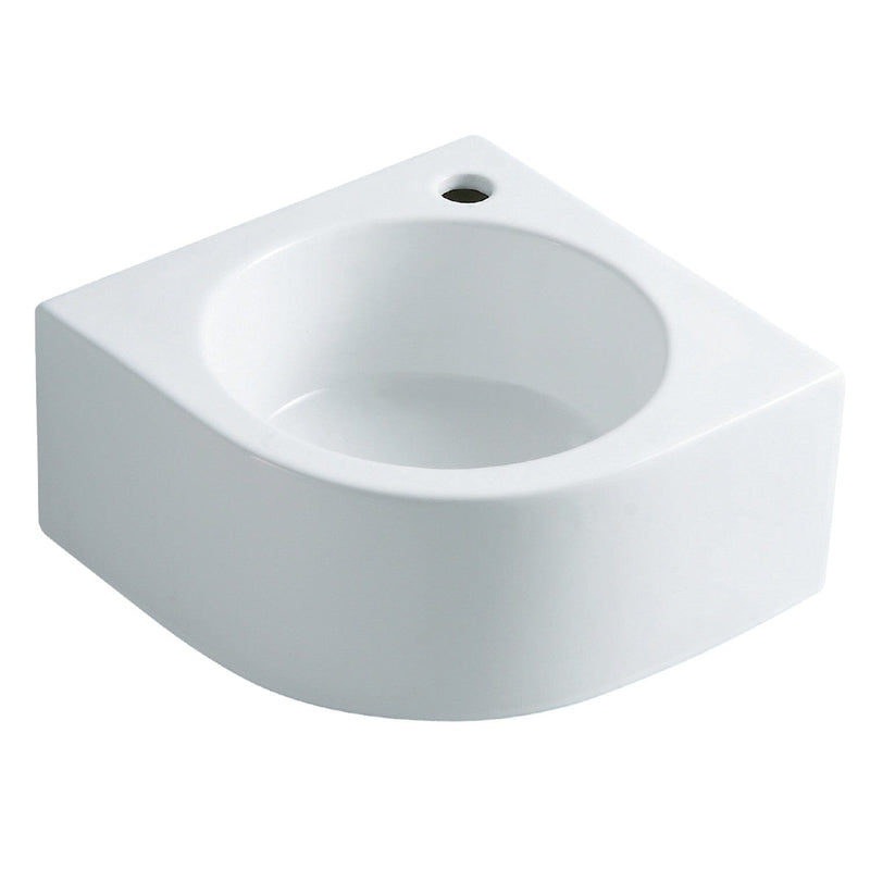 Manhattan 14-1/8 Inch Ceramic Corner Bathroom Sink (Single Hole)