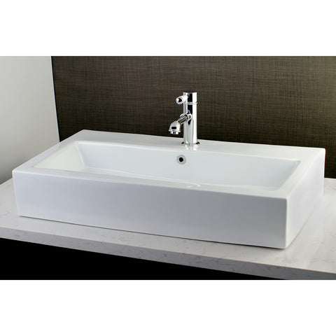 Adelaide 32-Inch Porcelain Rectangular Vessel Sink (Single-Hole)