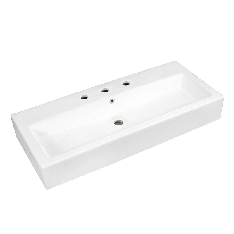 Anne 39-Inch Ceramic Rectangular Vessel Sink (8-Inch Centers)