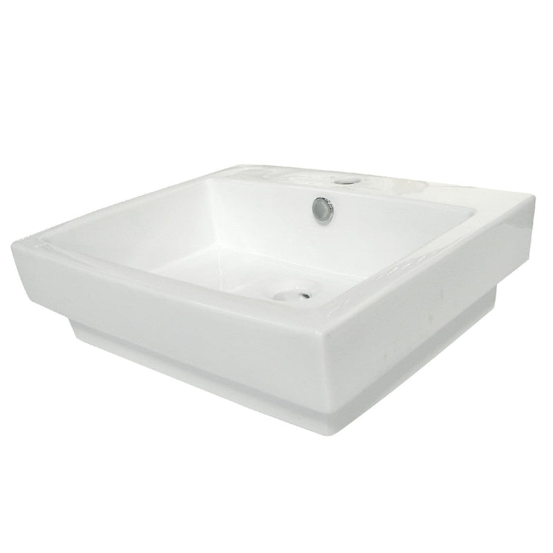 Plaza 24-Inch Ceramic Rectangular Semi-Recessed Vessel Sink