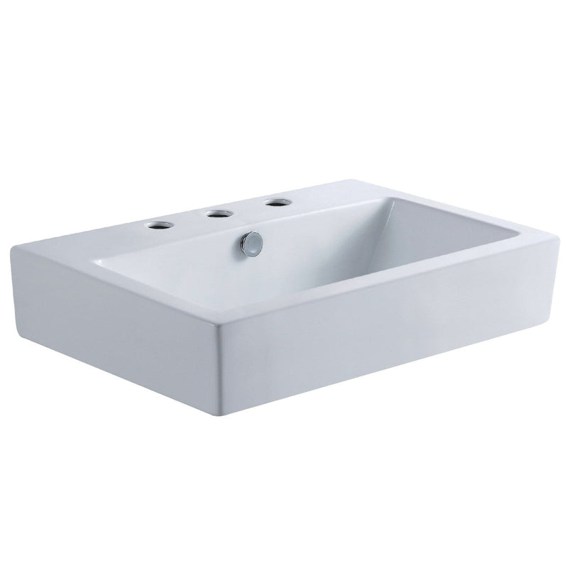 Century 23-5/8 Inch Ceramic Rectangular Semi-Recessed Vessel Sink (8 Inch Centers)