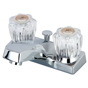 Double-Handle 3-Hole Deck Mount 4-Inch Centerset Bathroom Faucet with ABS Pop-Up Drain