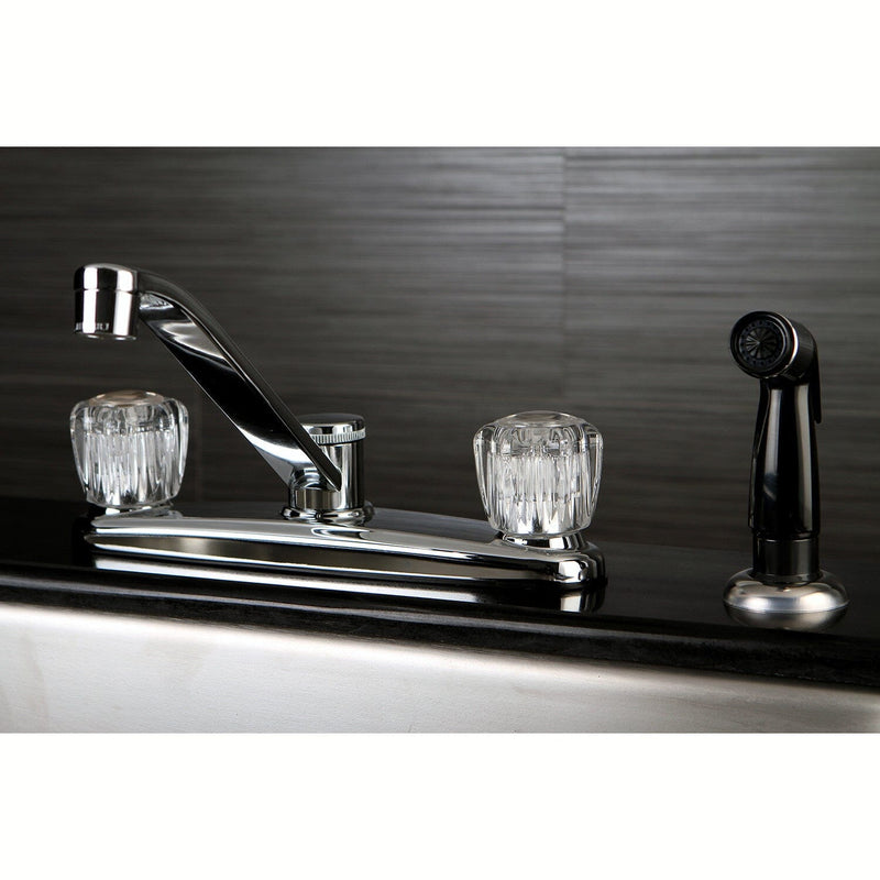 Americana Two-Handle 4-Hole 8" Centerset Kitchen Faucet with Side Sprayer