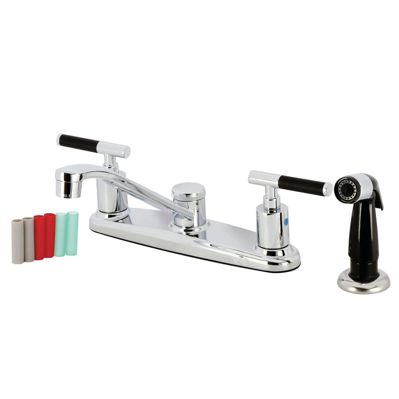 Kaiser Two-Handle 4-Hole 8" Centerset Kitchen Faucet with Side Sprayer