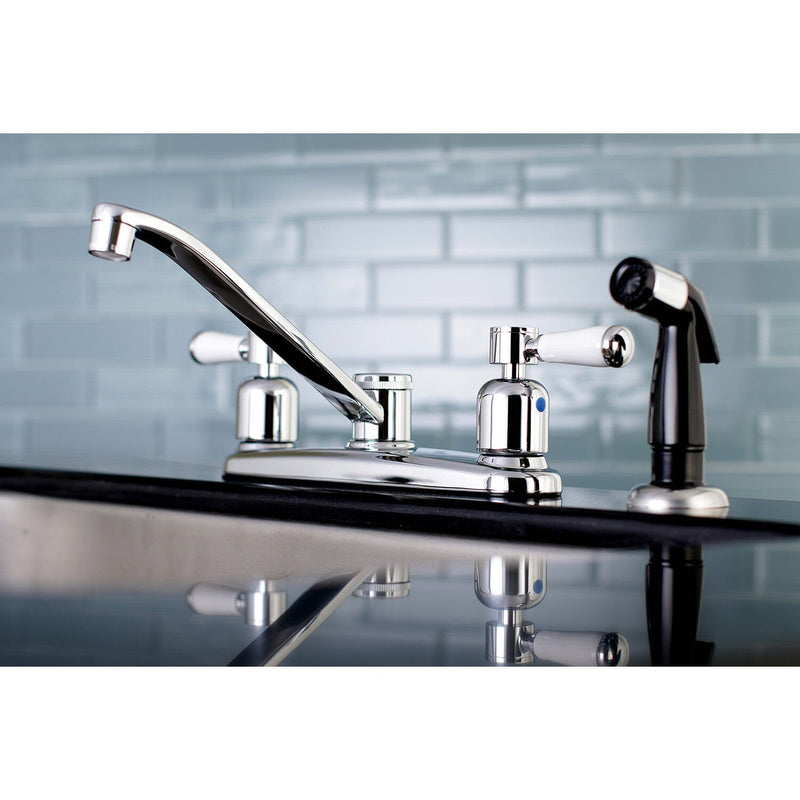 Paris Two-Handle 4-Hole 8" Centerset Kitchen Faucet with Side Sprayer