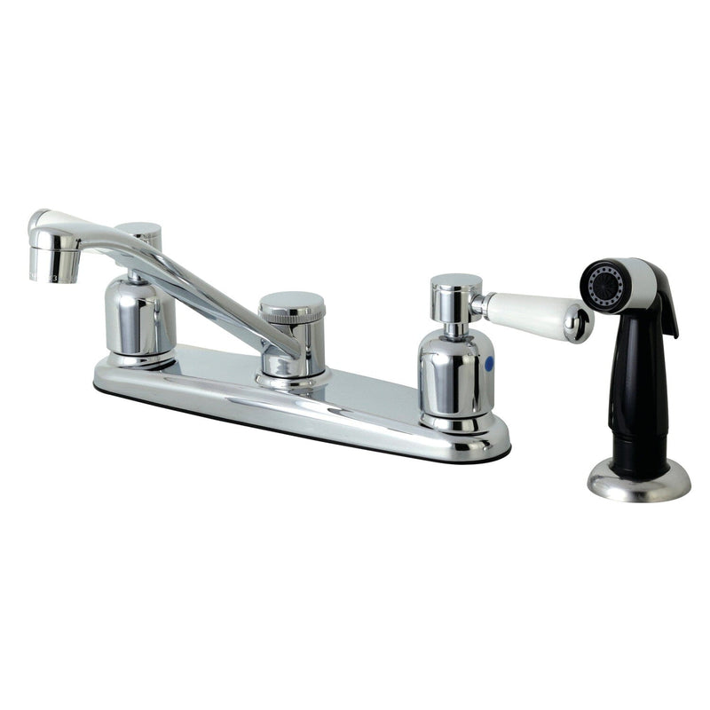 Paris Two-Handle 4-Hole 8" Centerset Kitchen Faucet with Side Sprayer