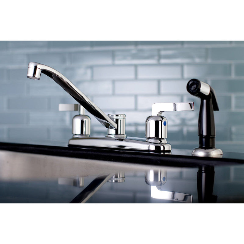 Centurion Two-Handle 4-Hole 8" Centerset Kitchen Faucet with Side Sprayer