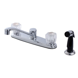 Americana Two-Handle 4-Hole 8" Centerset Kitchen Faucet with Side Sprayer