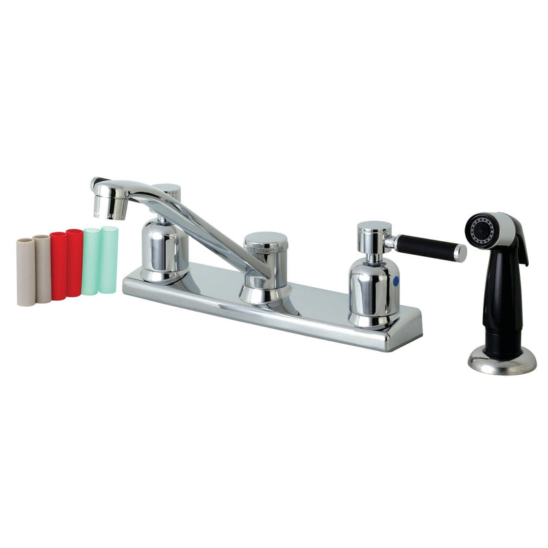 Kaiser Two-Handle 4-Hole 8" Centerset Kitchen Faucet with Side Sprayer