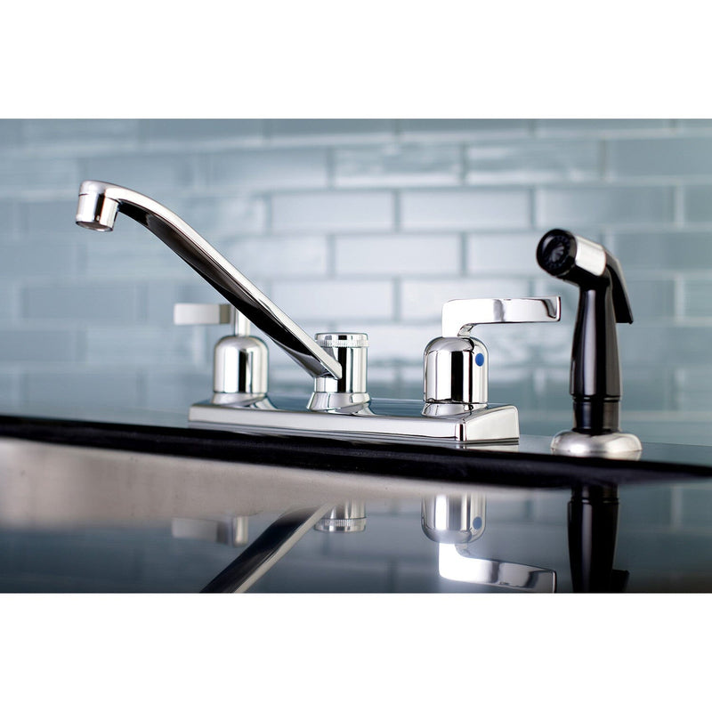 Centurion Two-Handle 4-Hole 8" Centerset Kitchen Faucet with Side Sprayer