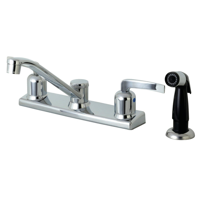 Centurion Two-Handle 4-Hole 8" Centerset Kitchen Faucet with Side Sprayer