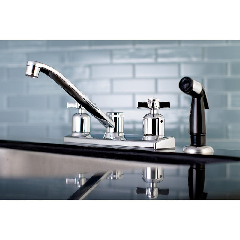 Millennium Two-Handle 4-Hole 8" Centerset Kitchen Faucet with Side Sprayer