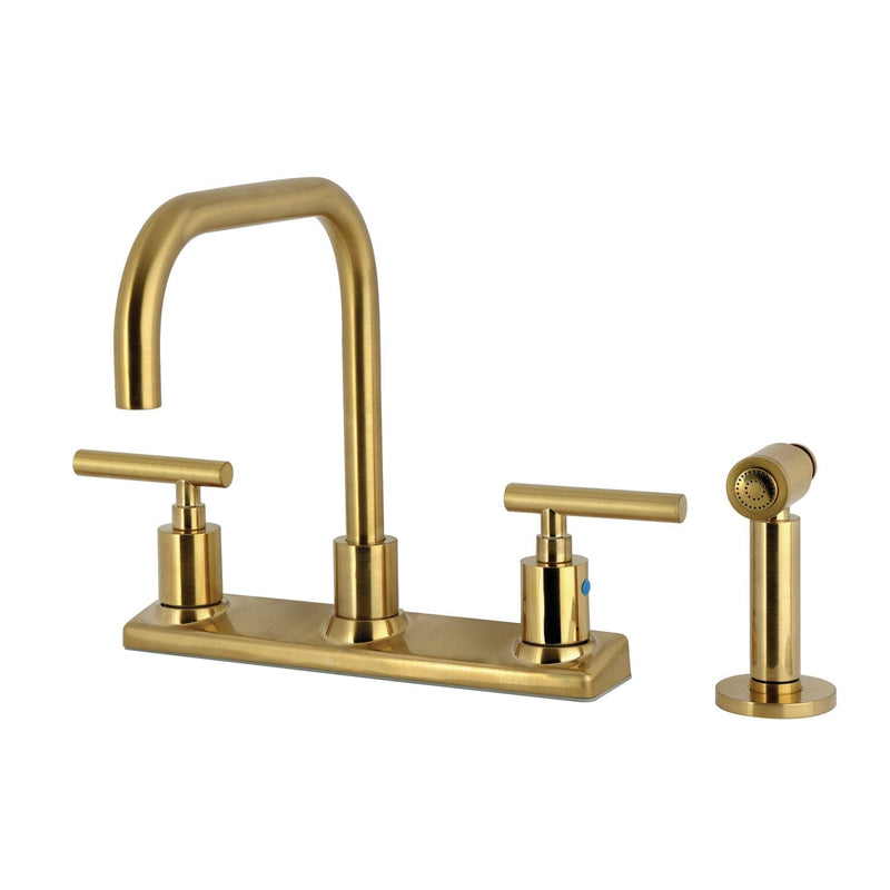 Manhattan Two-Handle 4-Hole 8" Centerset Kitchen Faucet with Brass Sprayer