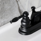 Knight Double-Handle 3-Hole Deck Mount 4-Inch Centerset Bathroom Faucet with Pop-Up Drain