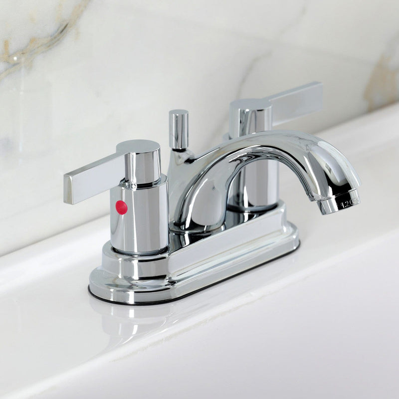 NuvoFusion Double-Handle 3-Hole Deck Mount 4-Inch Centerset Bathroom Faucet with Pop-Up Drain