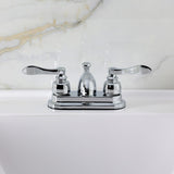 NuWave French Double-Handle 3-Hole Deck Mount 4-Inch Centerset Bathroom Faucet with Pop-Up Drain