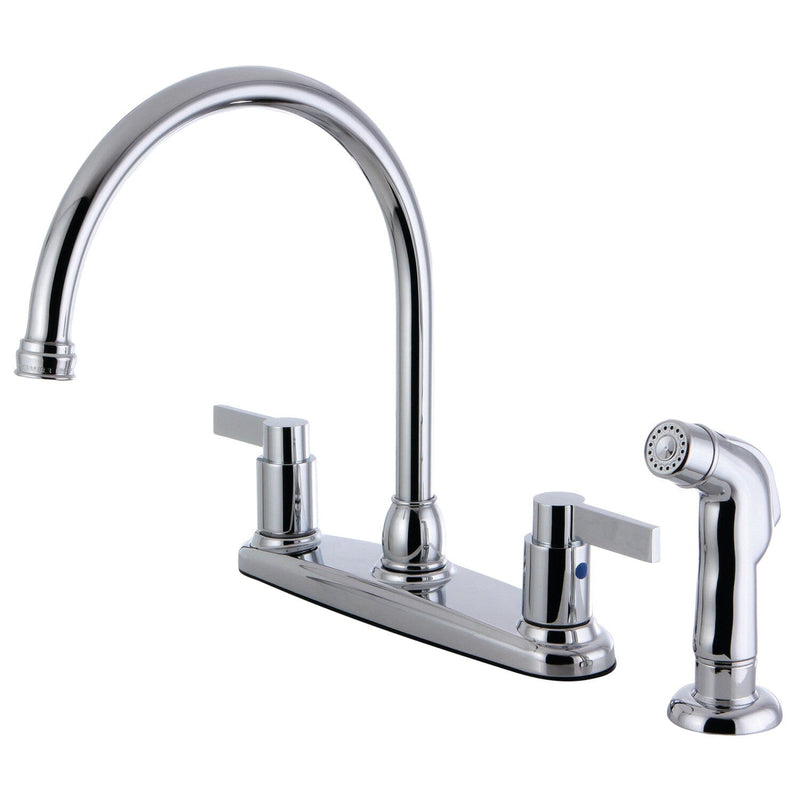 NuvoFusion Two-Handle 4-Hole 8" Centerset Kitchen Faucet with Side Sprayer