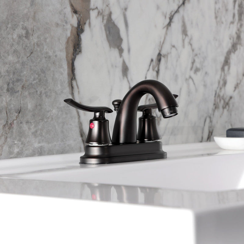 Jamestown Double-Handle 3-Hole Deck Mount 4-Inch Centerset Bathroom Faucet with Pop-Up Drain