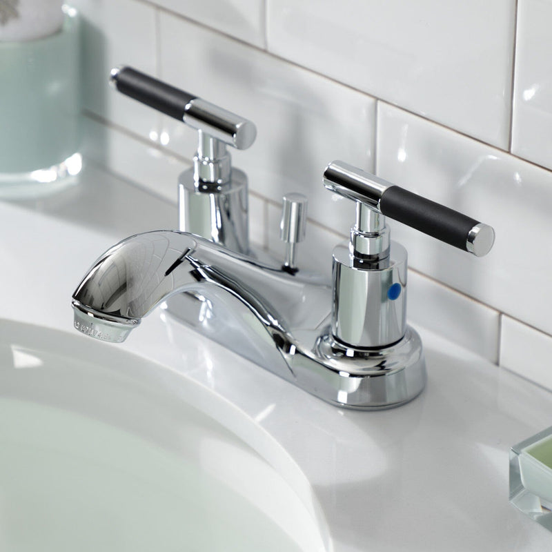 Kaiser Double-Handle 3-Hole Deck Mount 4-Inch Centerset Bathroom Faucet with Pop-Up Drain