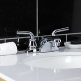 Restoration Double-Handle 3-Hole Deck Mount 4-Inch Centerset Bathroom Faucet with Pop-Up Drain