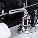 Restoration Double-Handle 3-Hole Deck Mount 4-Inch Centerset Bathroom Faucet with Pop-Up Drain