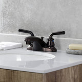 Restoration Double-Handle 3-Hole Deck Mount 4-Inch Centerset Bathroom Faucet with Pop-Up Drain