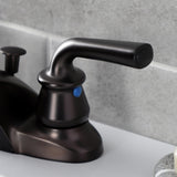 Restoration Double-Handle 3-Hole Deck Mount 4-Inch Centerset Bathroom Faucet with Pop-Up Drain