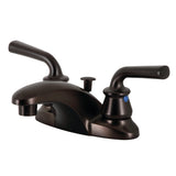 Restoration Double-Handle 3-Hole Deck Mount 4-Inch Centerset Bathroom Faucet with Pop-Up Drain