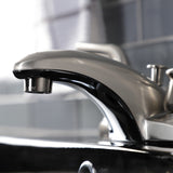 Restoration Double-Handle 3-Hole Deck Mount 4-Inch Centerset Bathroom Faucet with Pop-Up Drain