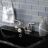 Restoration Double-Handle 3-Hole Deck Mount 4-Inch Centerset Bathroom Faucet with Pop-Up Drain