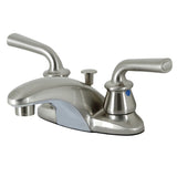 Restoration Double-Handle 3-Hole Deck Mount 4-Inch Centerset Bathroom Faucet with Pop-Up Drain