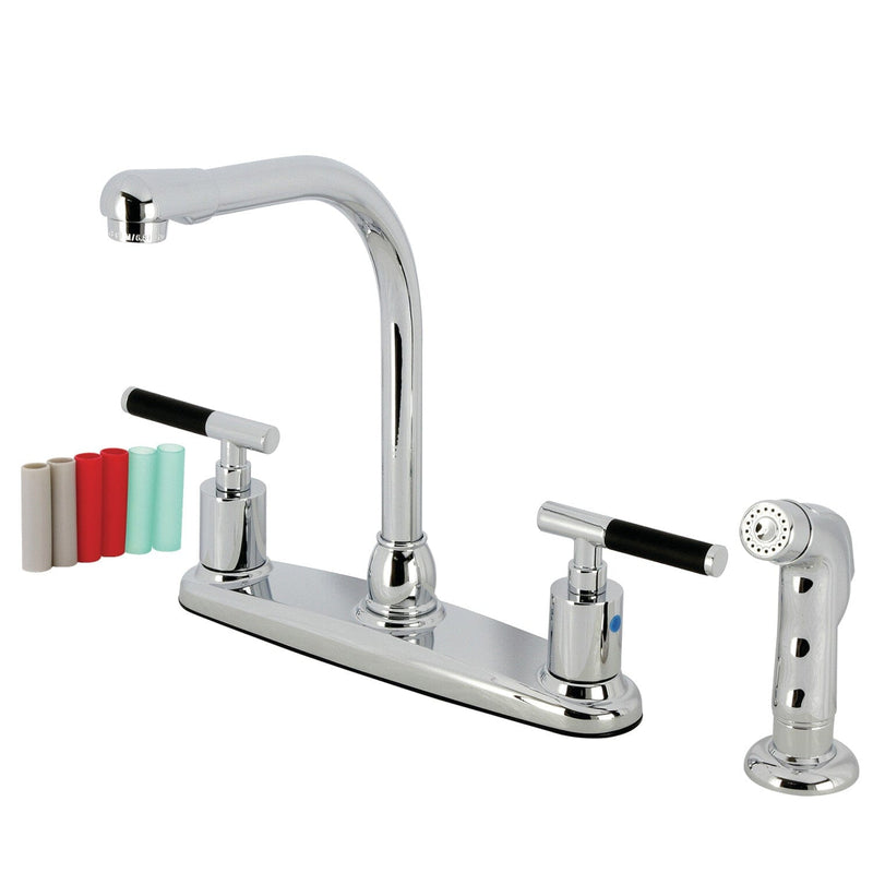 Kaiser Two-Handle 4-Hole 8" Centerset Kitchen Faucet with Side Sprayer
