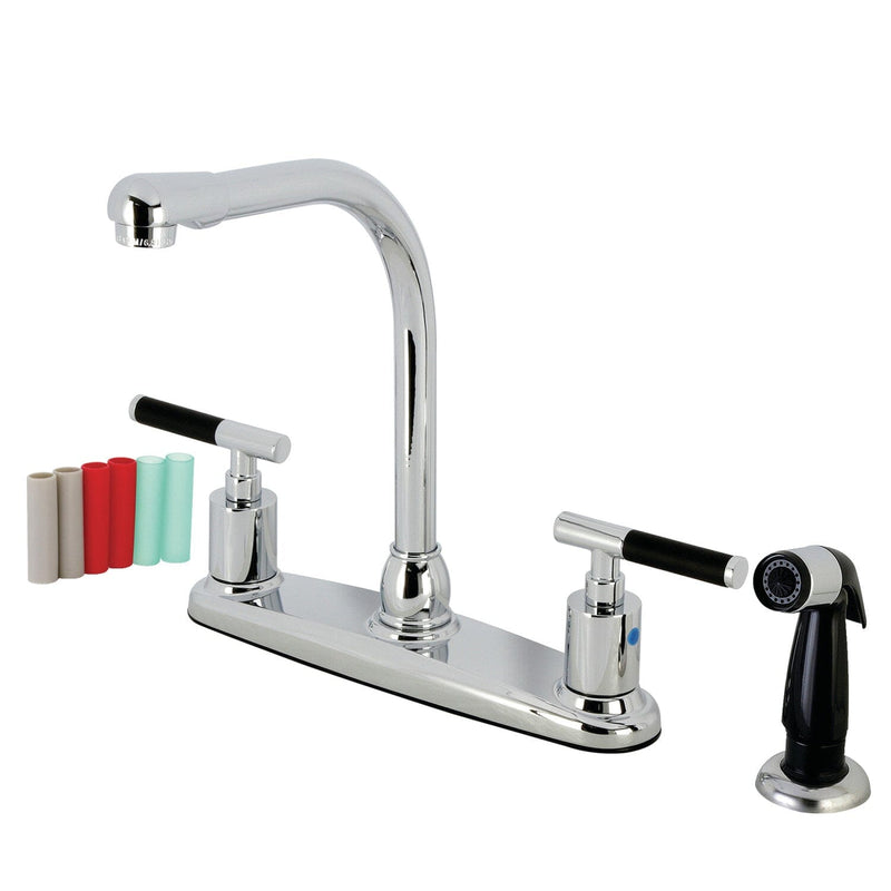 Kaiser Two-Handle 4-Hole 8" Centerset Kitchen Faucet with Side Sprayer