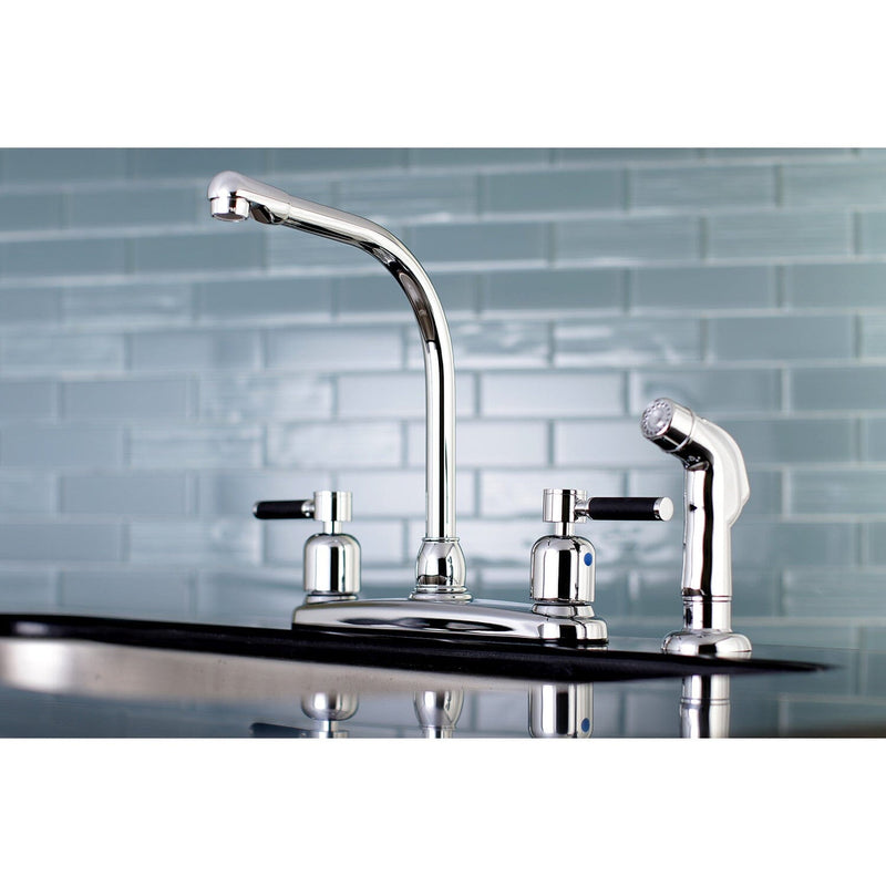 Kaiser Two-Handle 4-Hole 8" Centerset Kitchen Faucet with Side Sprayer